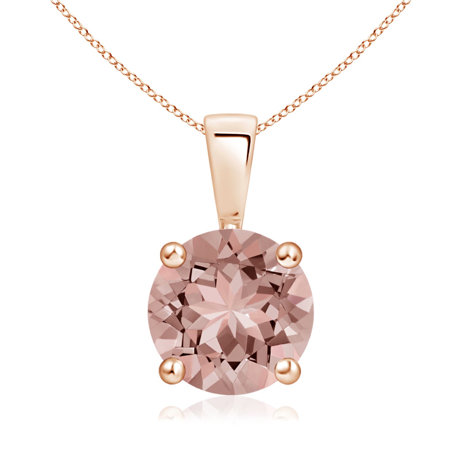 8mm AAAA Classic Prong-Set Round Morganite Solitaire Pendant in 18K Rose Gold