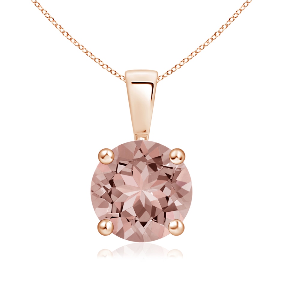 8mm AAAA Classic Prong-Set Round Morganite Solitaire Pendant in 18K Rose Gold 