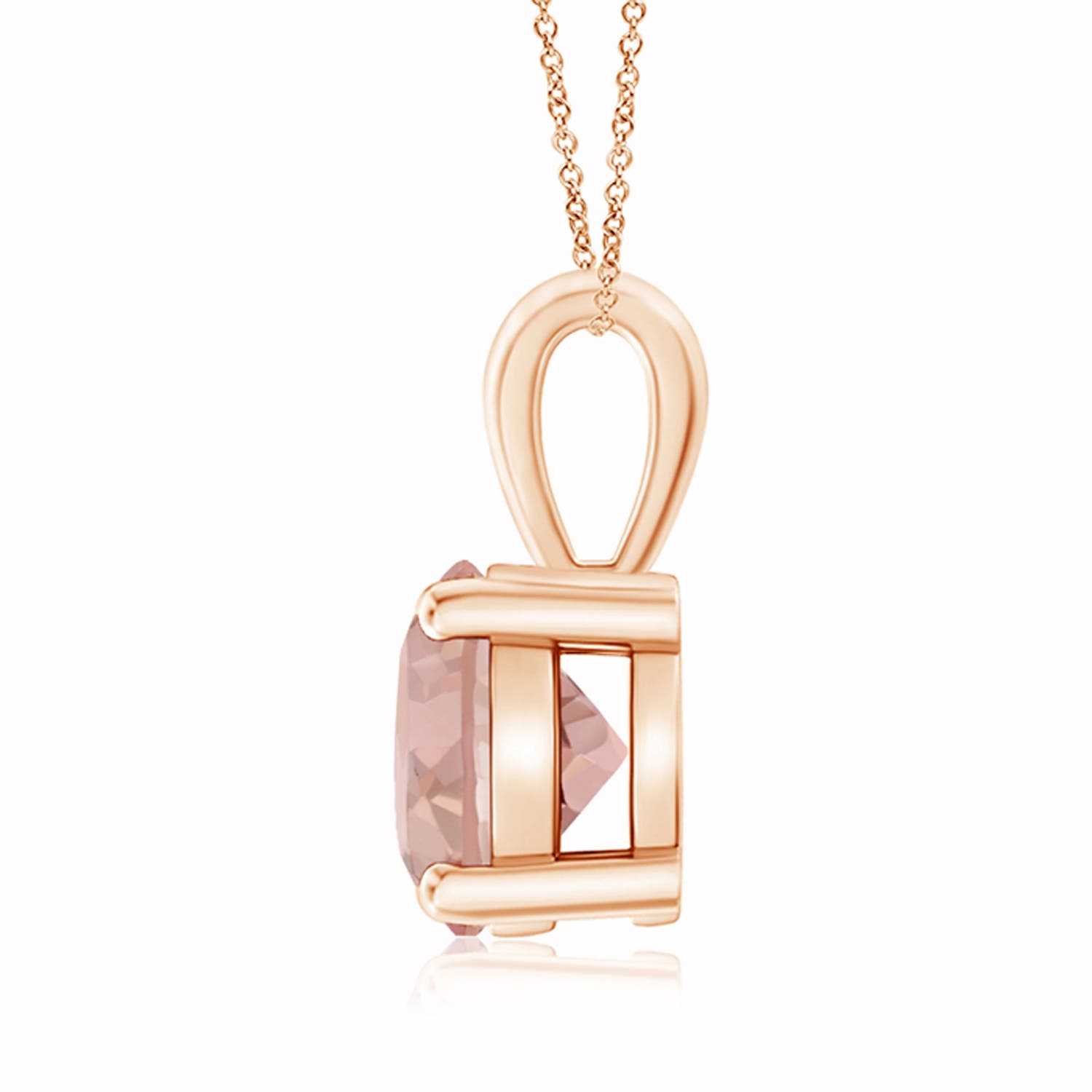 8mm AAAA Classic Prong-Set Round Morganite Solitaire Pendant in 18K Rose Gold