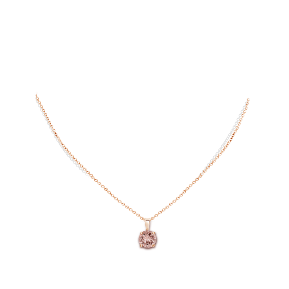 8mm AAAA Classic Prong-Set Round Morganite Solitaire Pendant in 18K Rose Gold pen