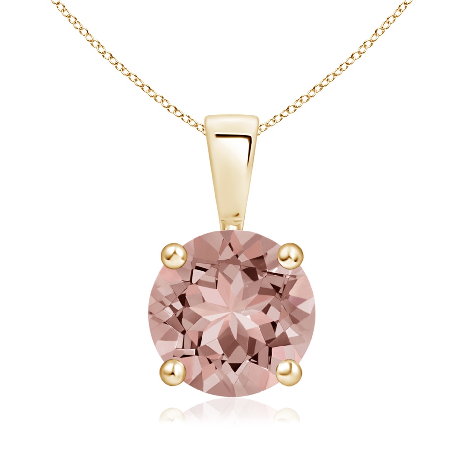 8mm AAAA Classic Prong-Set Round Morganite Solitaire Pendant in Yellow Gold 
