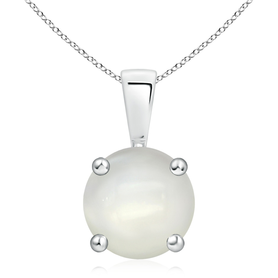 10mm AAAA Classic Prong-Set Round Moonstone Solitaire Pendant in White Gold 