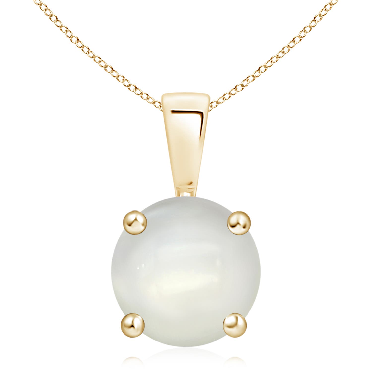 10mm AAAA Classic Prong-Set Round Moonstone Solitaire Pendant in Yellow Gold