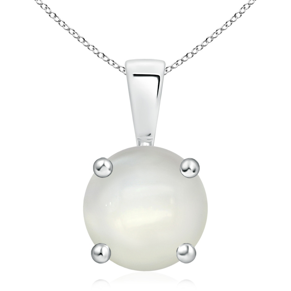 11mm AAAA Classic Prong-Set Round Moonstone Solitaire Pendant in White Gold 