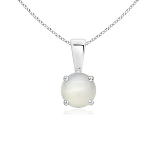 5mm AAA Classic Round Moonstone Solitaire Pendant in White Gold