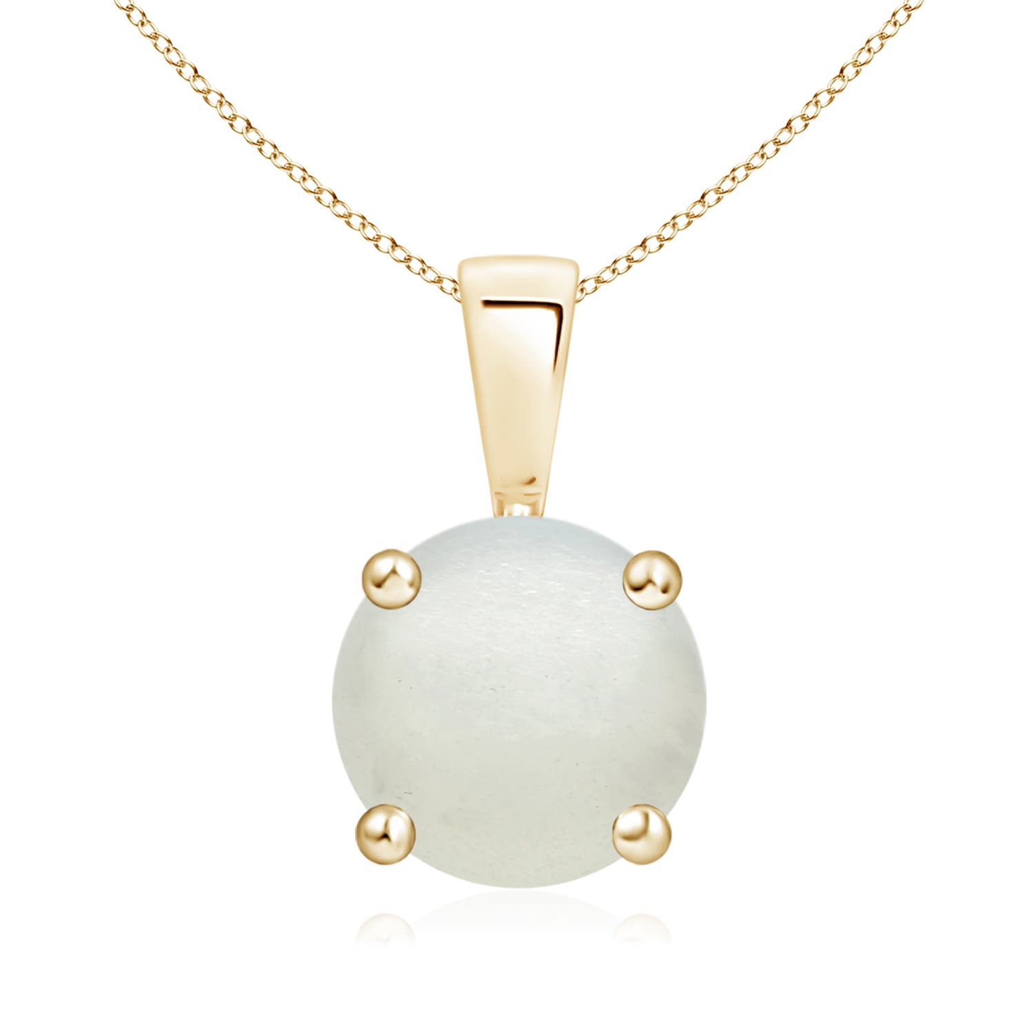 8mm AA Classic Prong-Set Round Moonstone Solitaire Pendant in Yellow Gold