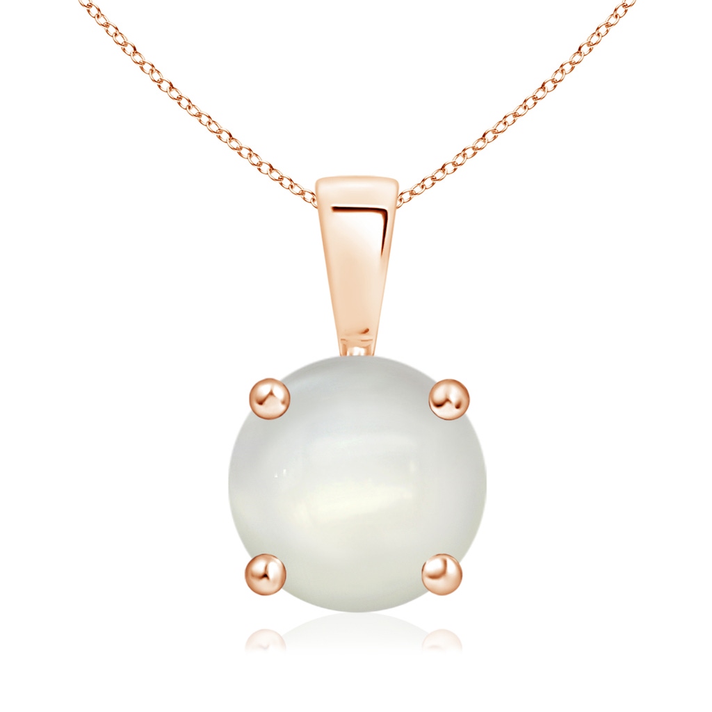8mm AAAA Classic Round Moonstone Solitaire Pendant in Rose Gold