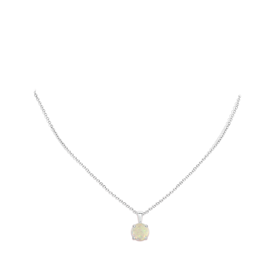10mm AAA Classic Prong-Set Round Opal Solitaire Pendant in White Gold pen