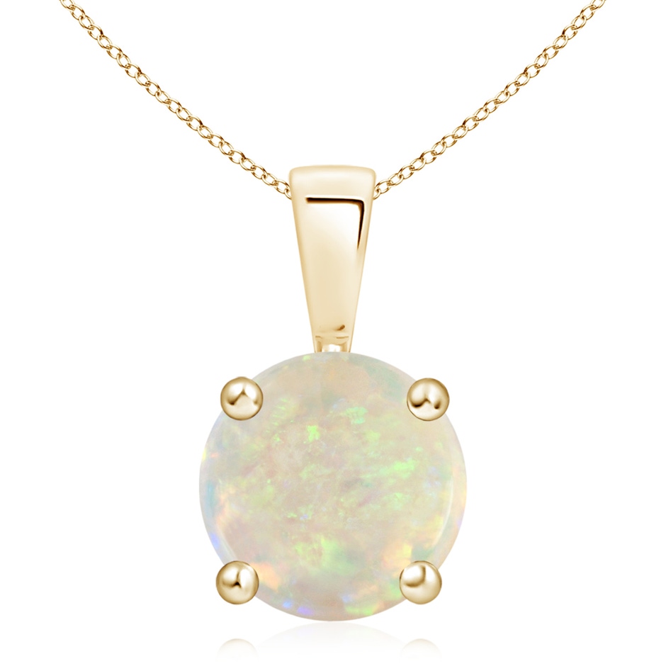 10mm AAA Classic Prong-Set Round Opal Solitaire Pendant in Yellow Gold 