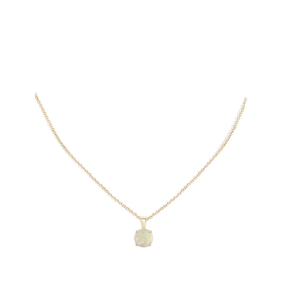 10mm AAA Classic Prong-Set Round Opal Solitaire Pendant in Yellow Gold pen