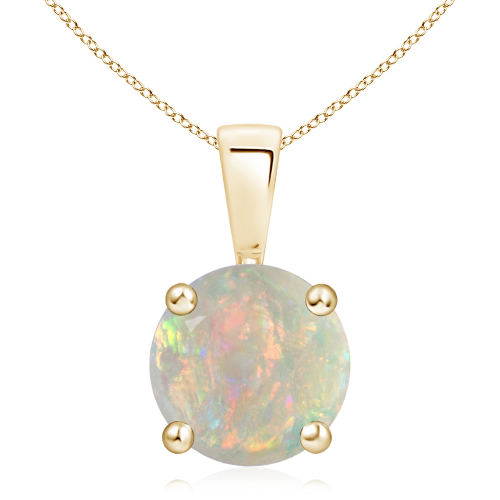 10mm AAAA Classic Prong-Set Round Opal Solitaire Pendant in 18K Yellow Gold