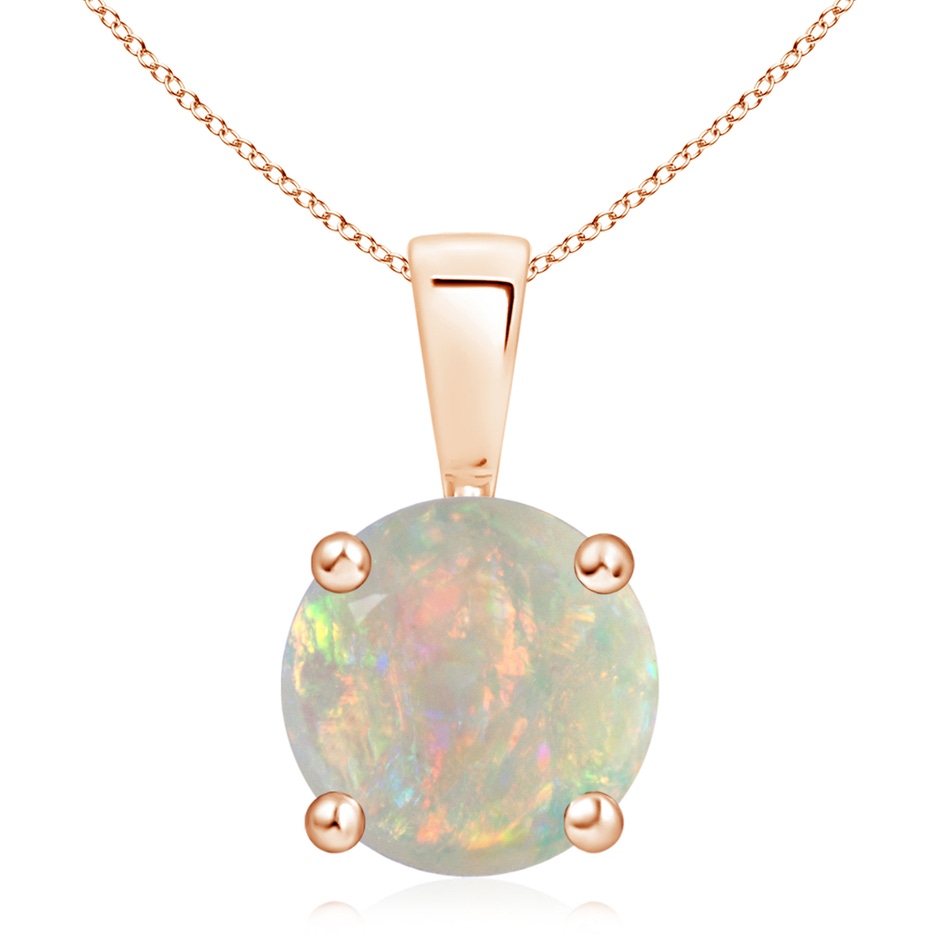 10mm AAAA Classic Prong-Set Round Opal Solitaire Pendant in Rose Gold 