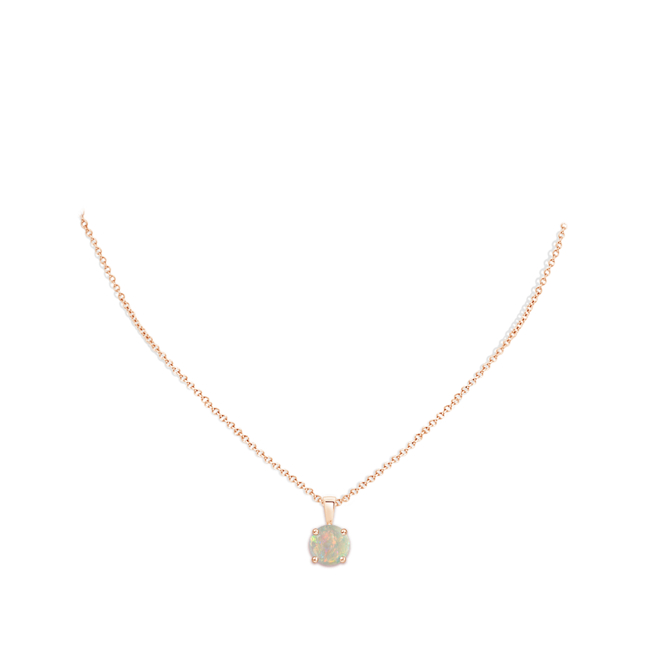 10mm AAAA Classic Prong-Set Round Opal Solitaire Pendant in Rose Gold pen