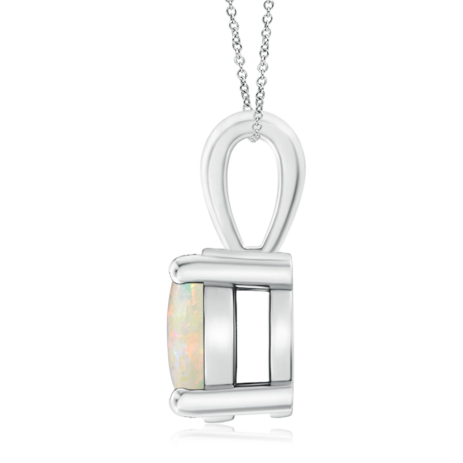 10mm AAAA Classic Prong-Set Round Opal Solitaire Pendant in White Gold