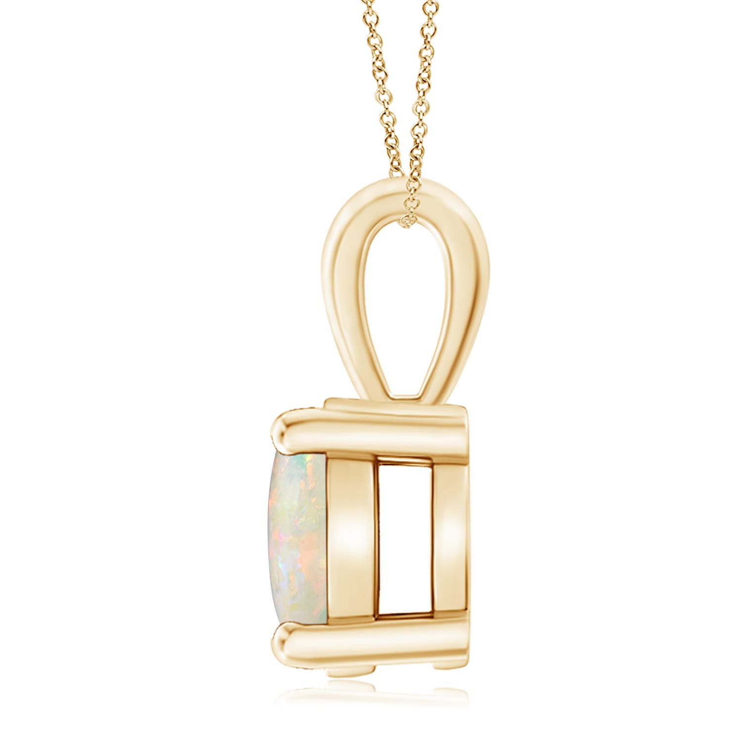 10mm AAAA Classic Prong-Set Round Opal Solitaire Pendant in Yellow Gold