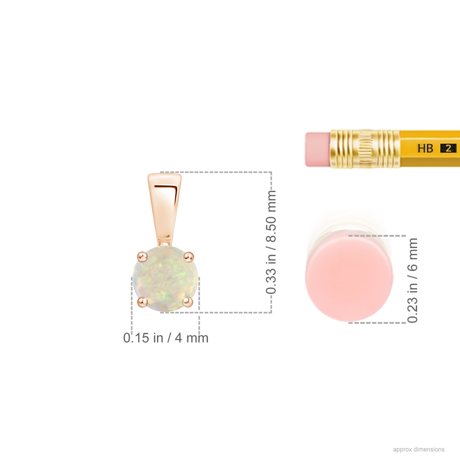 4mm AAA Classic Prong-Set Round Opal Solitaire Pendant in Rose Gold ruler