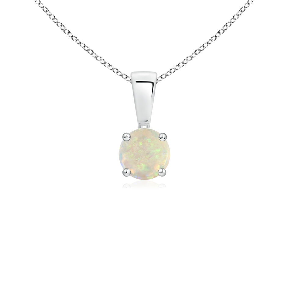 4mm AAA Classic Prong-Set Round Opal Solitaire Pendant in S999 Silver 