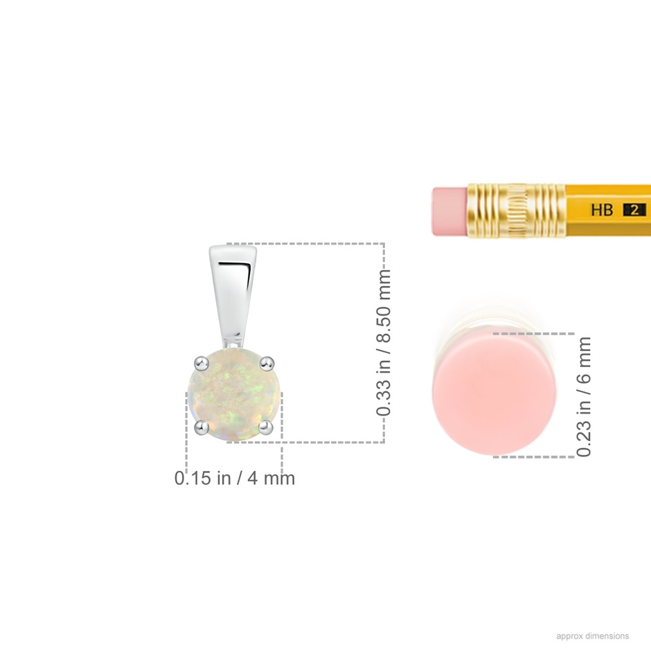4mm AAA Classic Prong-Set Round Opal Solitaire Pendant in S999 Silver ruler