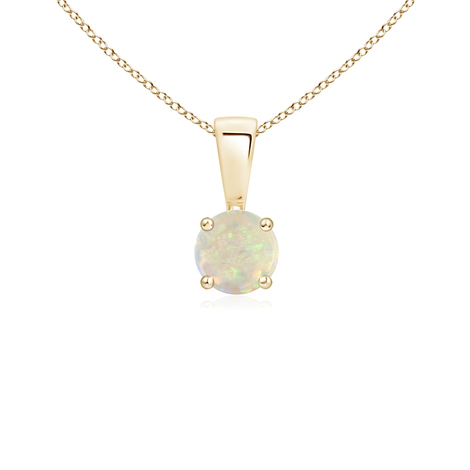 4mm AAA Classic Prong-Set Round Opal Solitaire Pendant in Yellow Gold 
