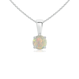 4mm AAAA Classic Round Opal Solitaire Pendant in P950 Platinum