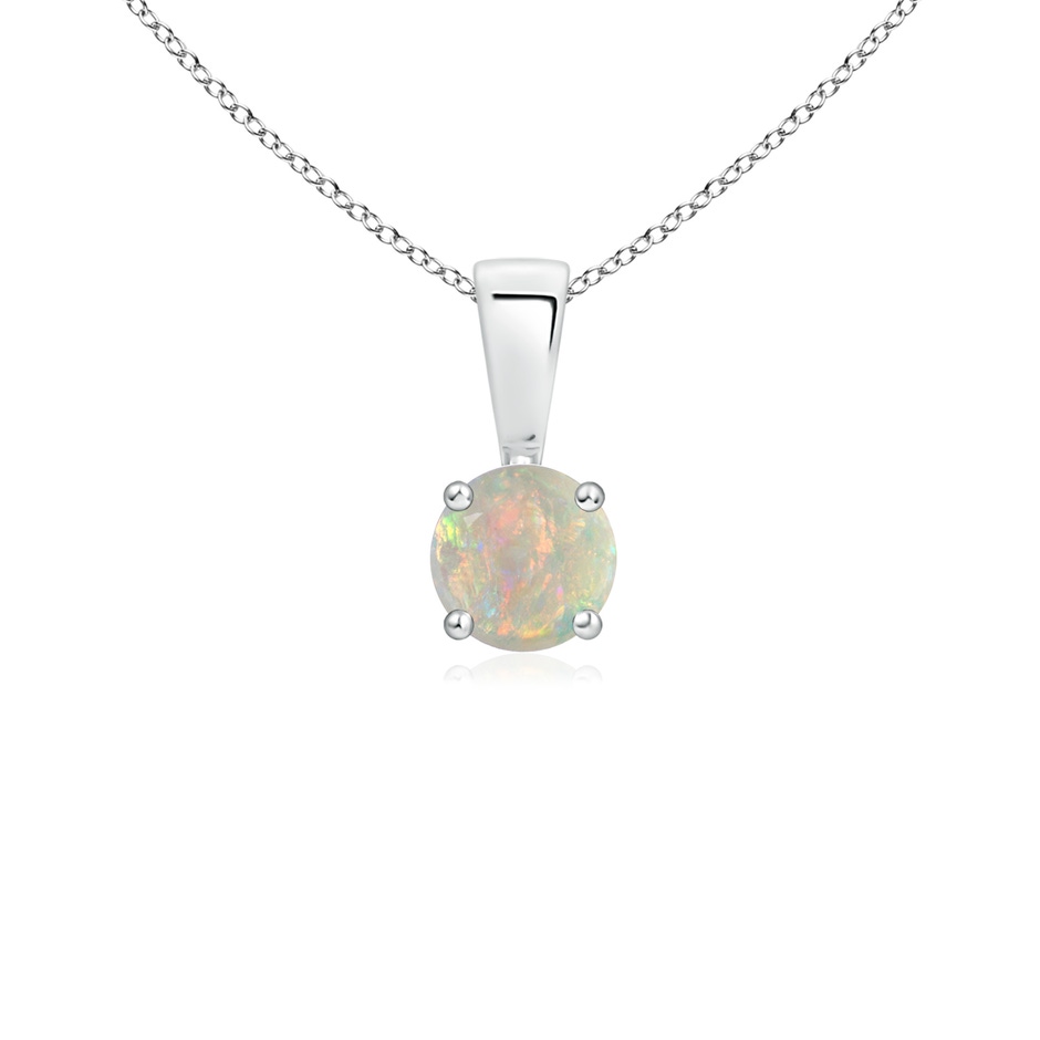4mm AAAA Classic Prong-Set Round Opal Solitaire Pendant in P950 Platinum 