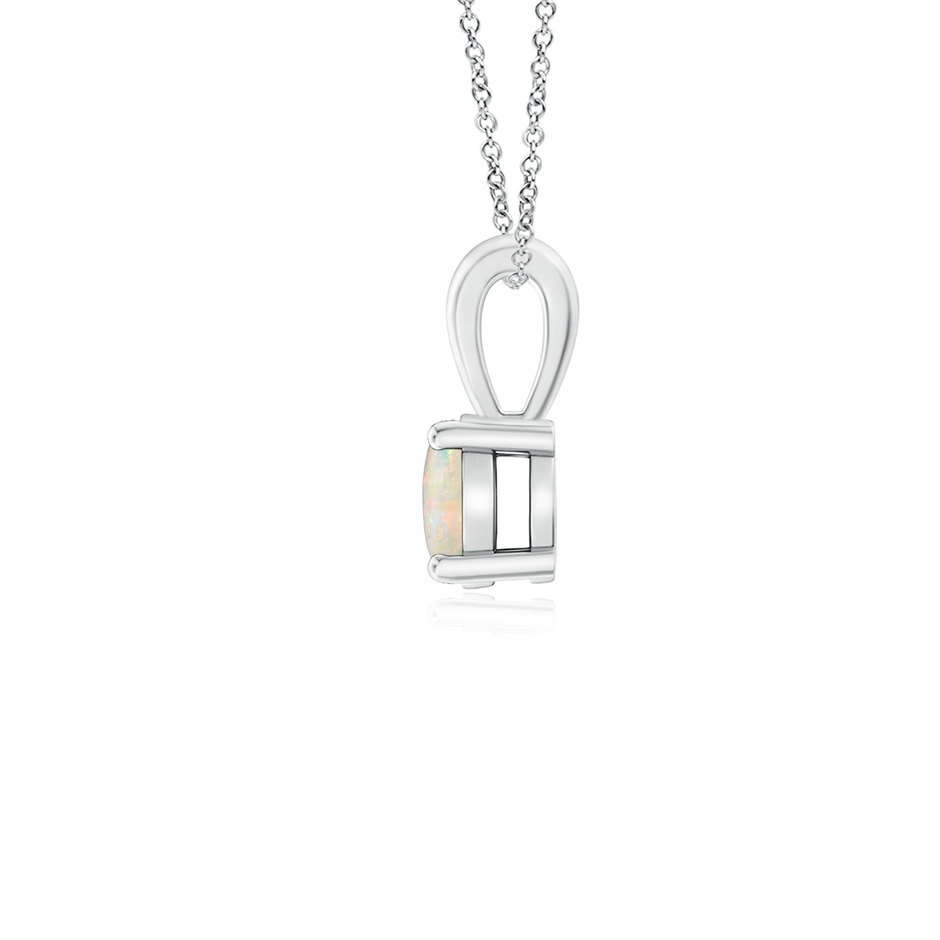 4mm AAAA Classic Prong-Set Round Opal Solitaire Pendant in P950 Platinum side 199
