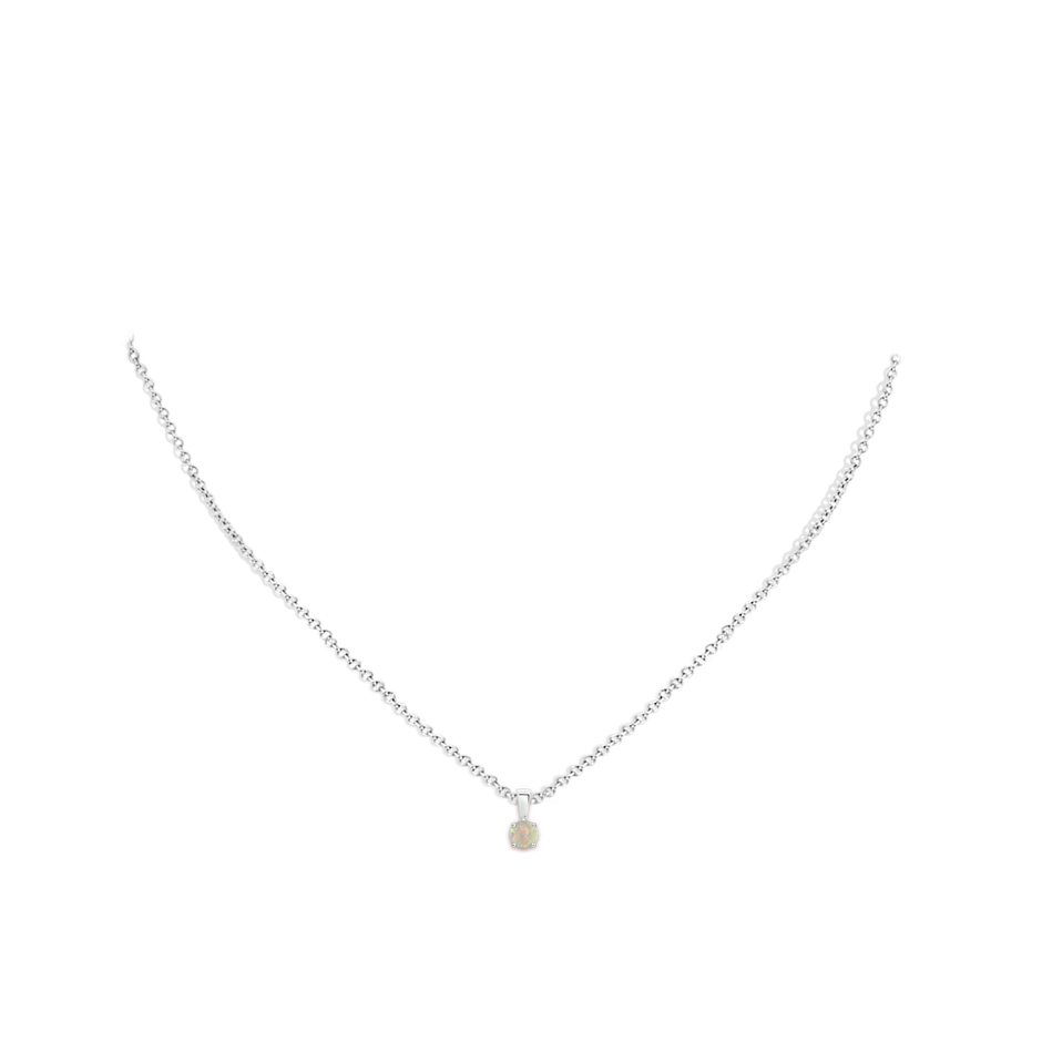 4mm AAAA Classic Prong-Set Round Opal Solitaire Pendant in P950 Platinum pen