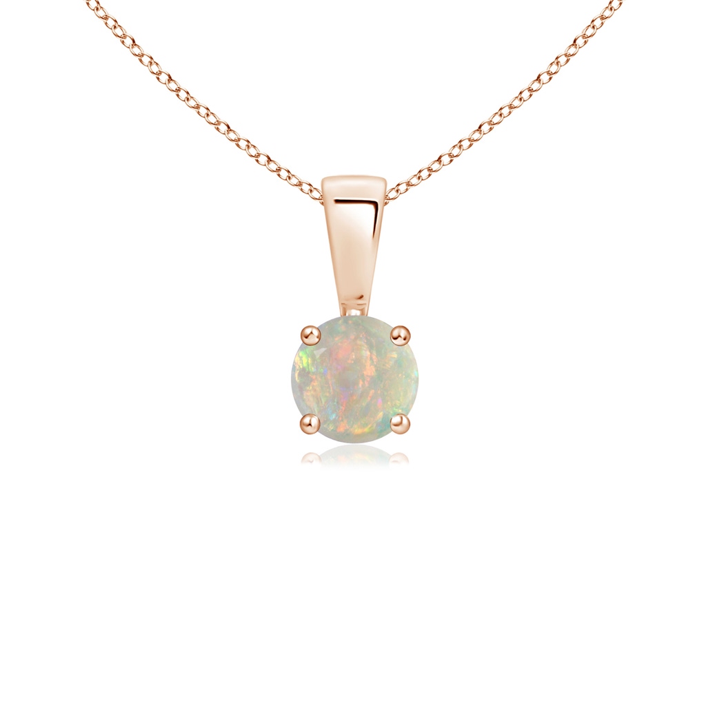 4mm AAAA Classic Round Opal Solitaire Pendant in Rose Gold