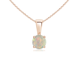 4mm AAAA Classic Round Opal Solitaire Pendant in Rose Gold