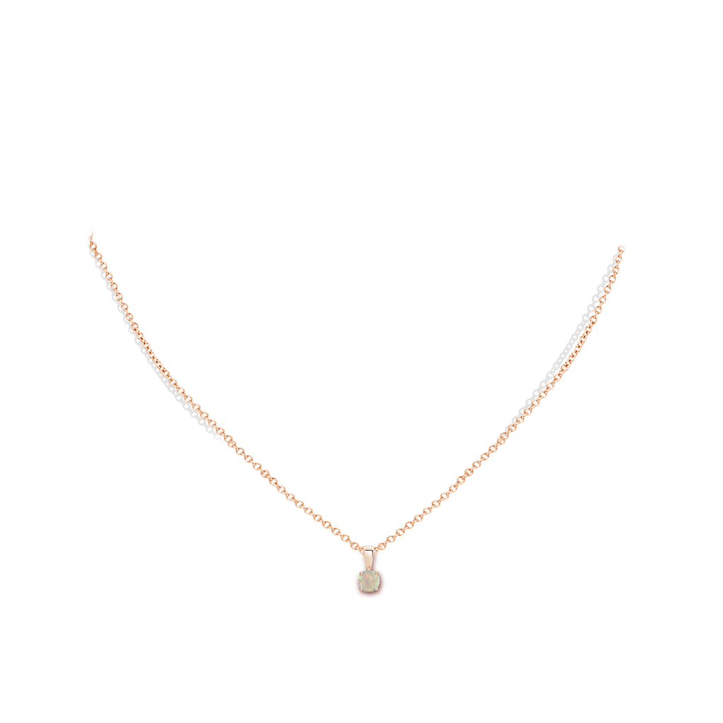 4mm AAAA Classic Round Opal Solitaire Pendant in Rose Gold Body-Neck