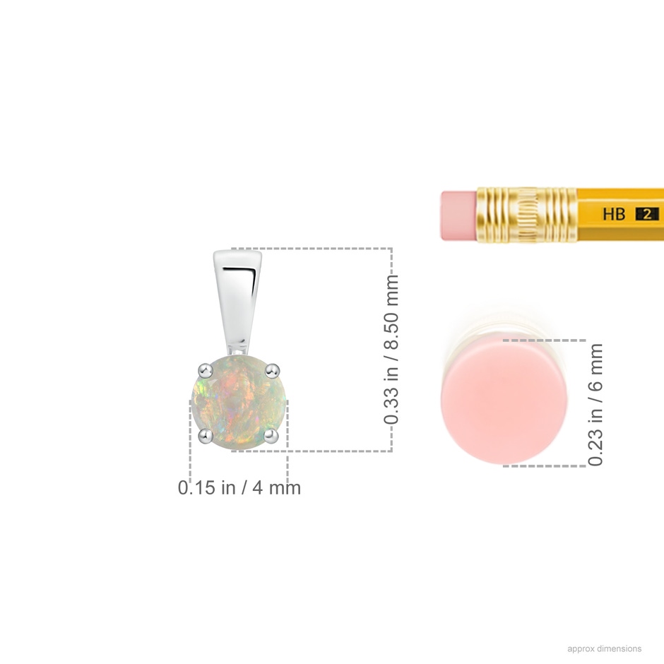 4mm AAAA Classic Prong-Set Round Opal Solitaire Pendant in S999 Silver ruler