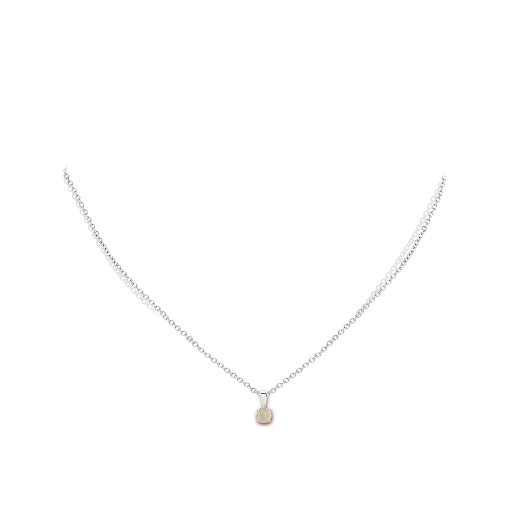 4mm AAAA Classic Round Opal Solitaire Pendant in White Gold Body-Neck