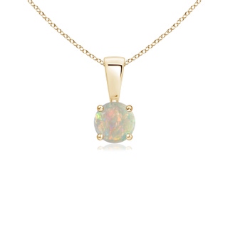 4mm AAAA Classic Round Opal Solitaire Pendant in Yellow Gold