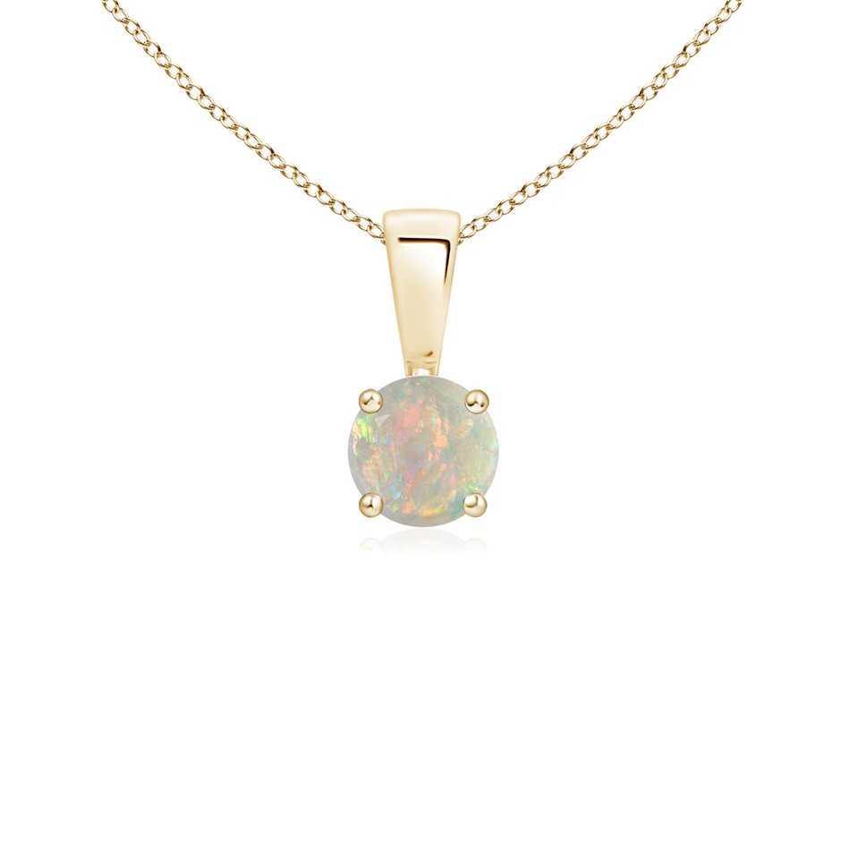 4mm AAAA Classic Prong-Set Round Opal Solitaire Pendant in Yellow Gold 