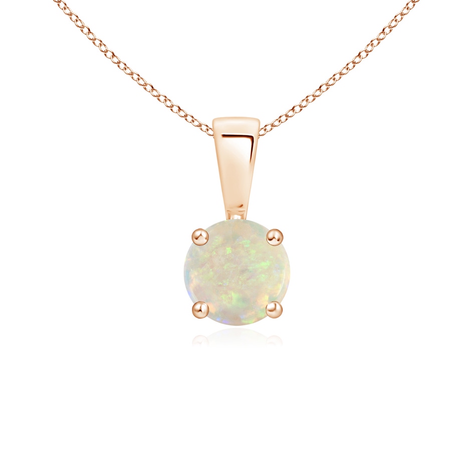 5mm AAA Classic Prong-Set Round Opal Solitaire Pendant in Rose Gold 