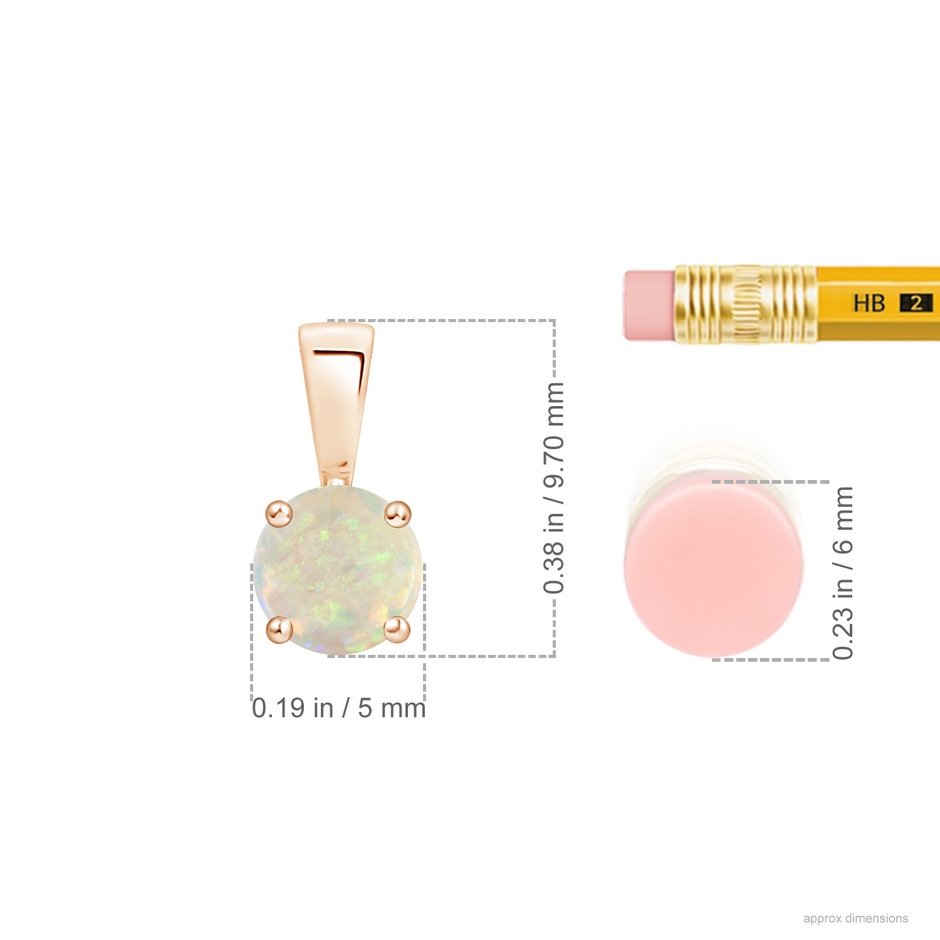 5mm AAA Classic Prong-Set Round Opal Solitaire Pendant in Rose Gold ruler
