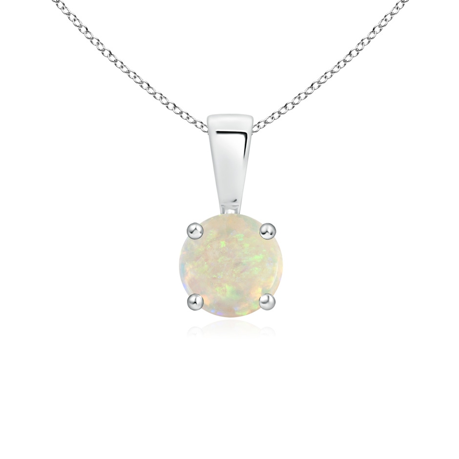 5mm AAA Classic Prong-Set Round Opal Solitaire Pendant in S999 Silver 