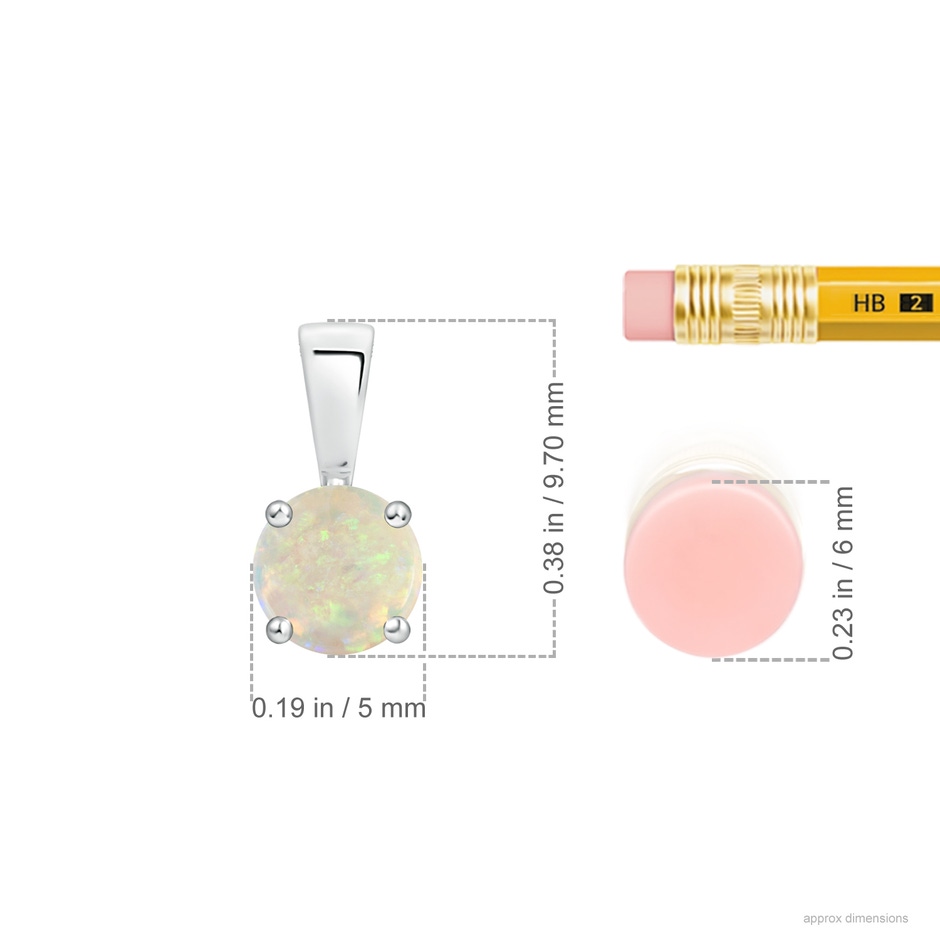 5mm AAA Classic Prong-Set Round Opal Solitaire Pendant in S999 Silver ruler