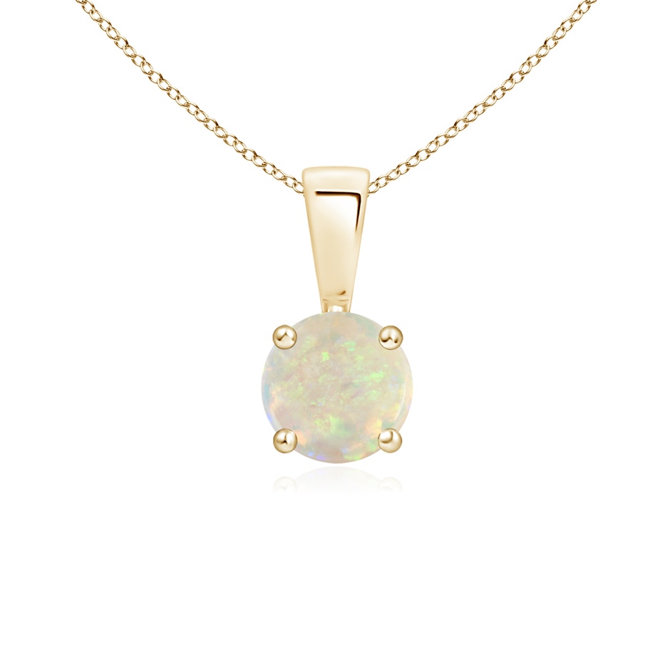 5mm AAA Classic Prong-Set Round Opal Solitaire Pendant in Yellow Gold 