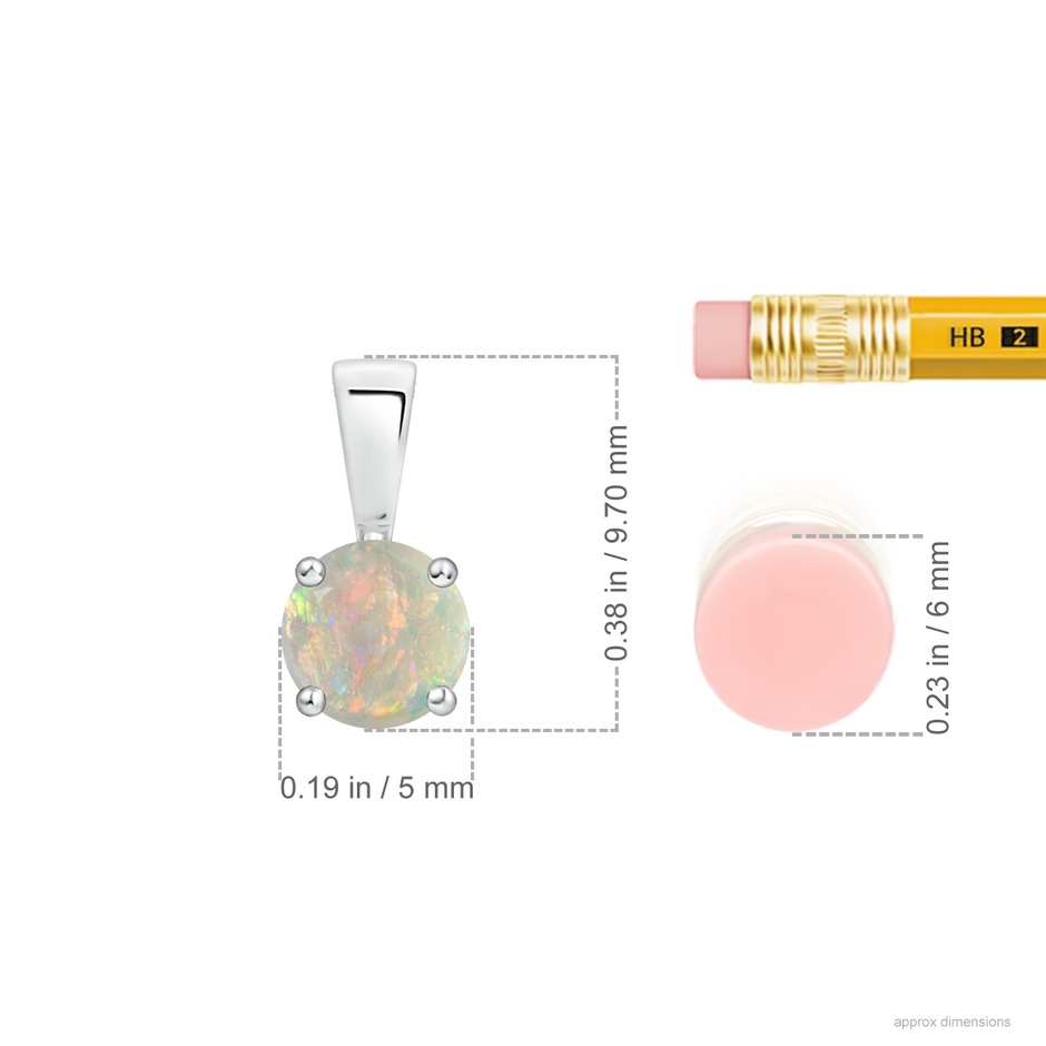 5mm AAAA Classic Prong-Set Round Opal Solitaire Pendant in P950 Platinum ruler