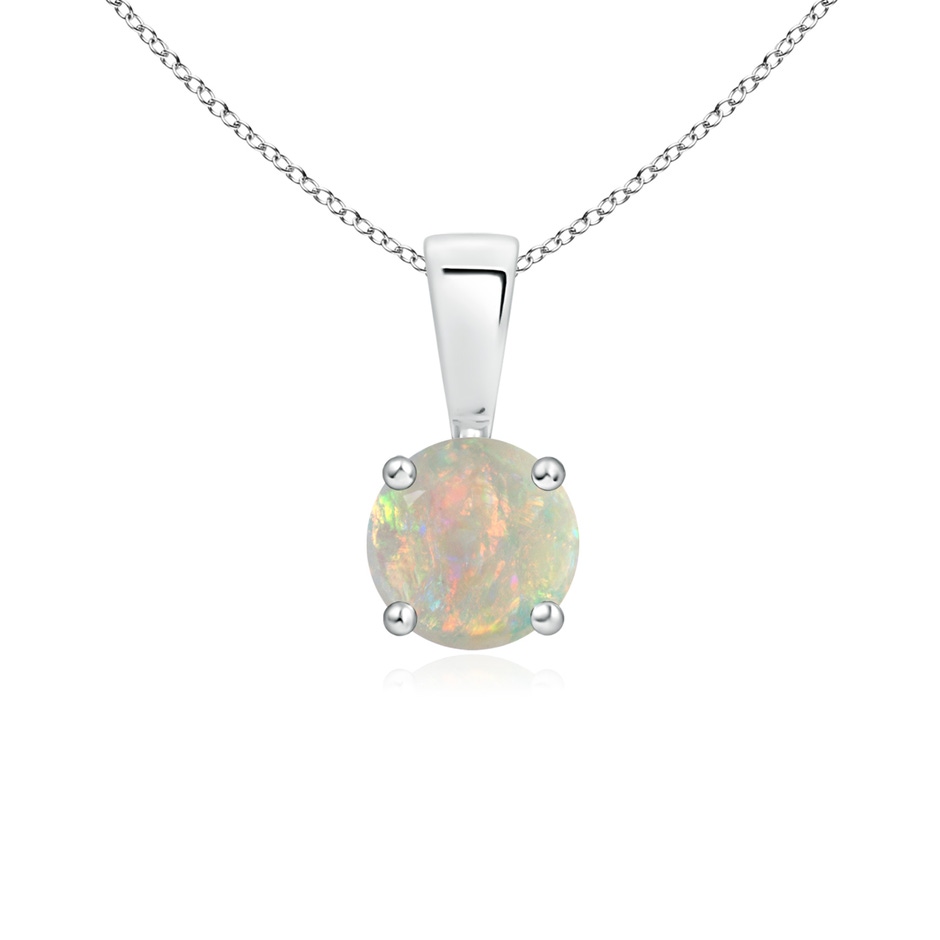 5mm AAAA Classic Prong-Set Round Opal Solitaire Pendant in S999 Silver 