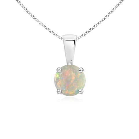 5mm AAAA Classic Prong-Set Round Opal Solitaire Pendant in S999 Silver