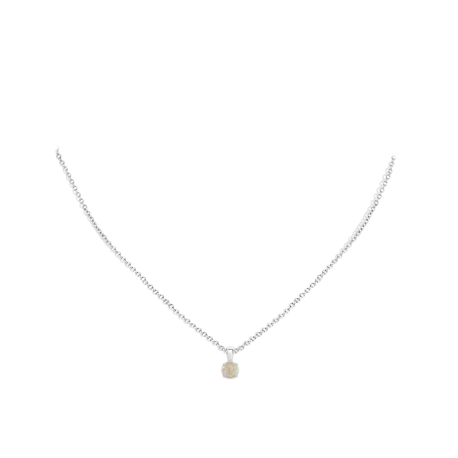 5mm AAAA Classic Prong-Set Round Opal Solitaire Pendant in S999 Silver pen