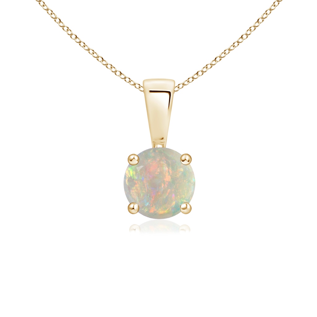 5mm AAAA Classic Round Opal Solitaire Pendant in Yellow Gold