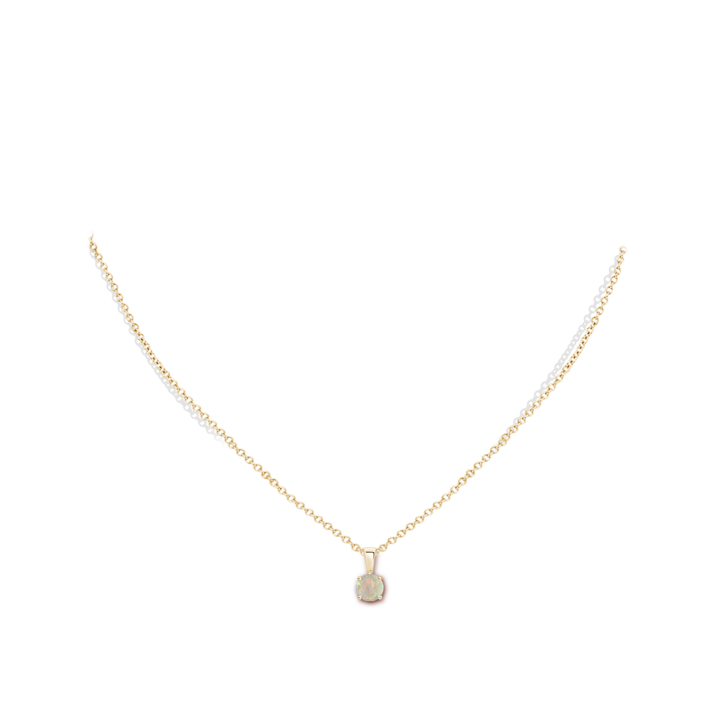 5mm AAAA Classic Round Opal Solitaire Pendant in Yellow Gold Body-Neck