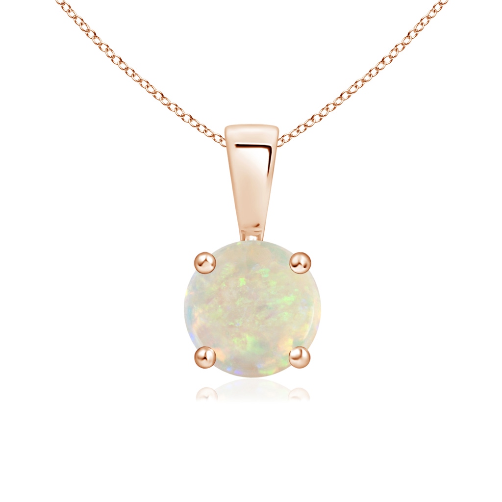 6mm AAA Classic Round Opal Solitaire Pendant in Rose Gold