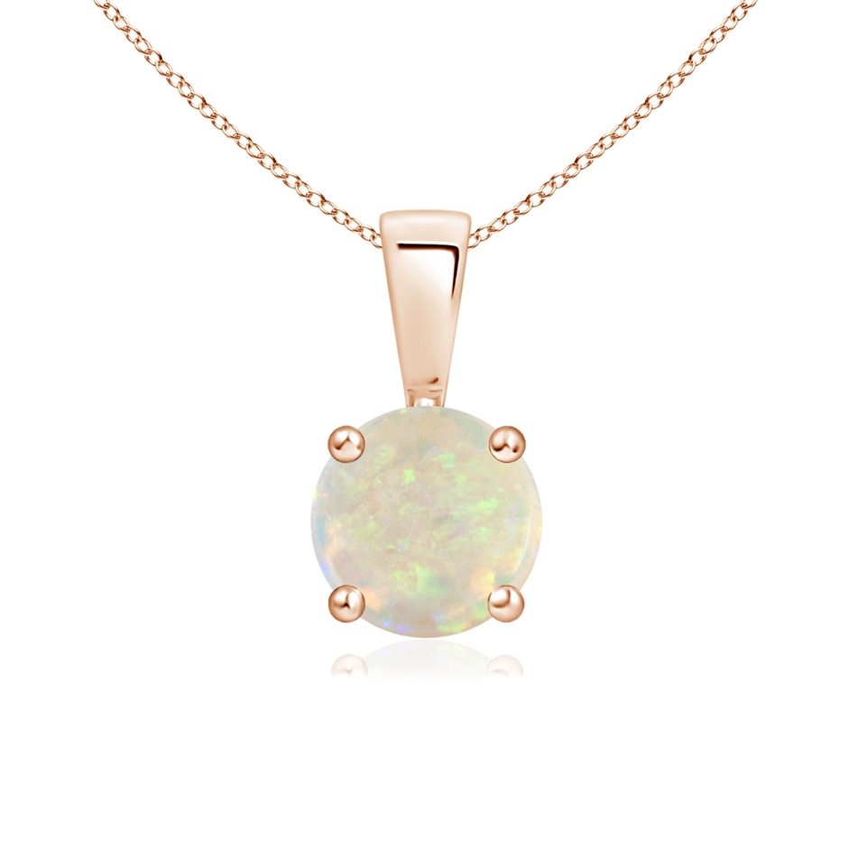 6mm AAA Classic Round Opal Solitaire Pendant in Rose Gold 