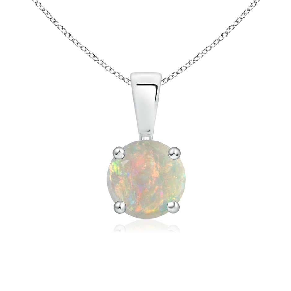 6mm AAAA Classic Prong-Set Round Opal Solitaire Pendant in P950 Platinum 
