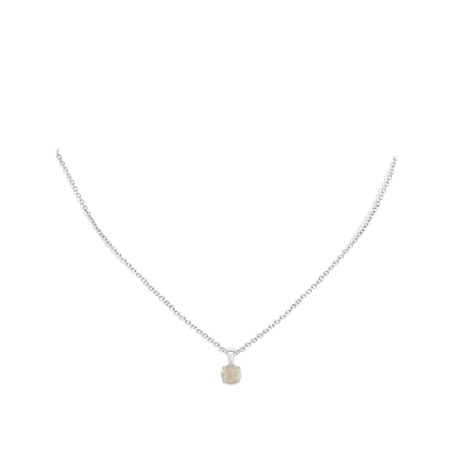 6mm AAAA Classic Prong-Set Round Opal Solitaire Pendant in P950 Platinum pen