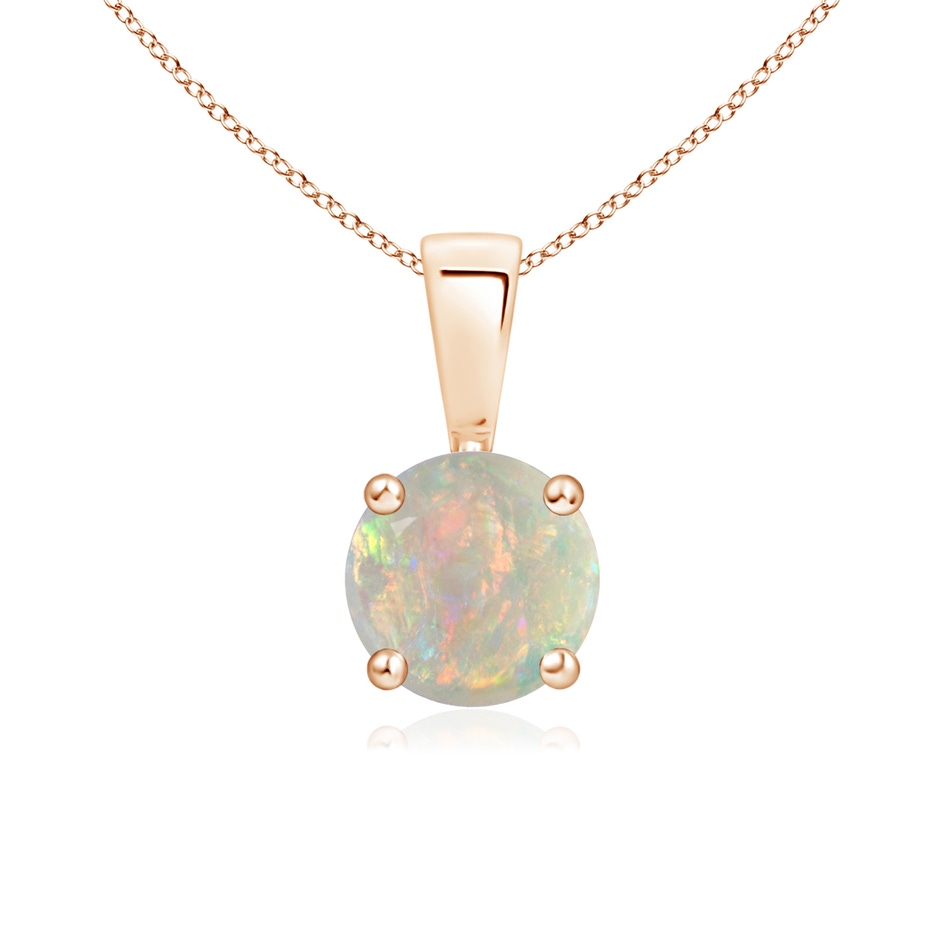 6mm AAAA Classic Prong-Set Round Opal Solitaire Pendant in Rose Gold 